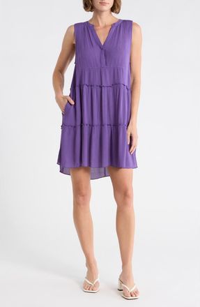 Elan Tiered Gauze Cover-Up Dress in Purple at Nordstrom Rack, Size X-Small