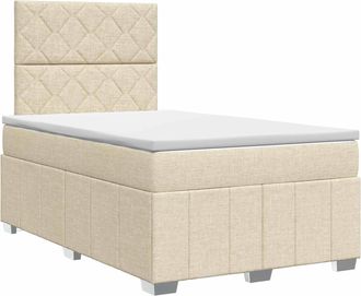 vidaXL Cama Box Spring Con Colch&oacute;n Crema 120 X 190 Cm Tela Vidaxl