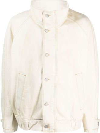 Palm Angels Dirtybull Mulholland denim jacket - men - Cotton/Cotton/Polyester/Leather - S - Neutrals