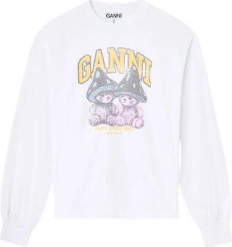 Ganni Long-sleeve T-shirt With Mushroom Teddy