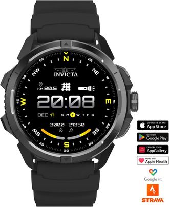 Invicta I-Tech ITECH-009 Herenhorloge - Smartwatch Uurwerk - Roestvrij Staal met Zwarte Wijzerplaat - 47 mm
