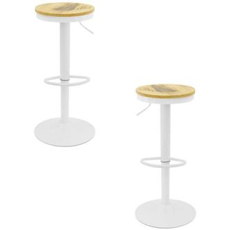 Regalos Miguel Packs Taburetes Altos - Pack 2 Taburetes Vikin Asiento Madera - Blanco