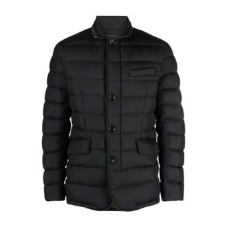 Moorer Winter Jackets, male, Blue, M, Quilted Wool Coat Blue
