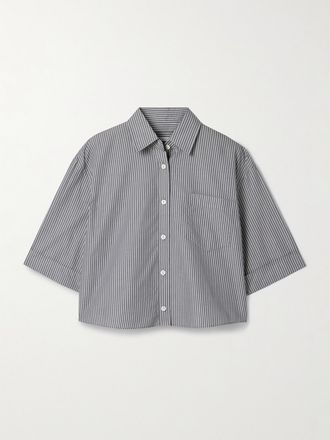Maria McManus Camicia Cropped In Cotone Biologico A Righe - Grigio