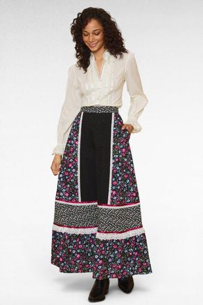 ModCloth Melissa Vintage Style Cotton Maxi Skirt in Enchanting Bloom at Nordstrom, Size X-Large