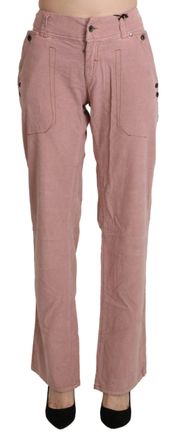 Ermanno Scervino Womens High Waist Straight Cotton Trouser Pants - Rose Gold - Size EU 40 (Womens)