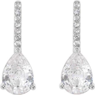 Girls Crew Cape May Pav&eacute; Cubic Zirconia Pear Drop Earrings in Silver at Nordstrom