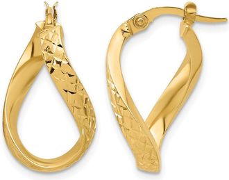 Diamond2Deal 14K Yellow Gold Diamond-cut Twist Hoop Earrings