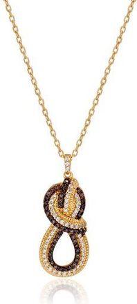 Suzy Levian Pav&eacute; Cubic Zirconia Twisted Knot Pendant Necklace in Brown at Nordstrom Rack