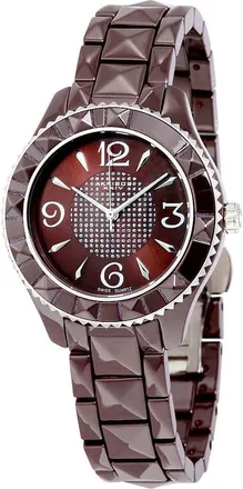 Akribos XXIV Akribos Brown Dial Brown Pyramid-Cut Ceramic Ladies Watch AK533BR