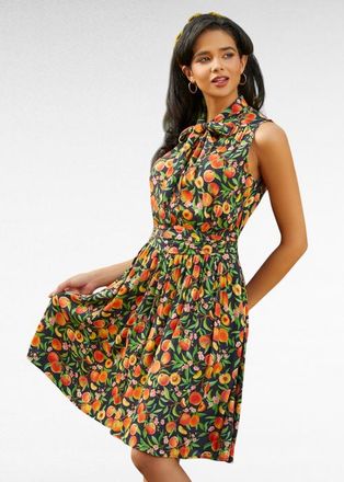 ModCloth Pretty Tied Up Bow Neck Dress in Just Peachy at Nordstrom, Size X-Large