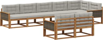 vidaXL Conjunto De Sof&aacute;s De Exterior 8 Uds. Natural Y Gris Claro Vidaxl