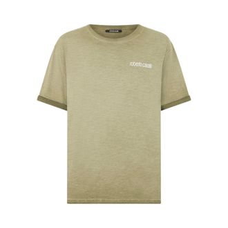 Roberto Cavalli T-Shirt with Back Snake Print - male - Roberto Cavalli - T-Shirts - Green - 2XL - Tops