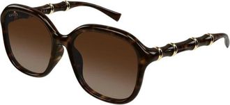 Gucci Rechthoekige Zonnebril - unisex - Zonnebrillen - Bruin - 55 MM - Accessoires