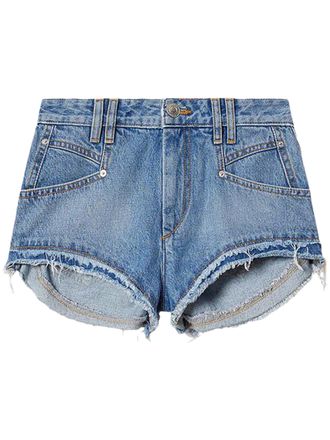 Isabel Marant Frayed Hem Denim Shorts with Classic Five-Pocket Design