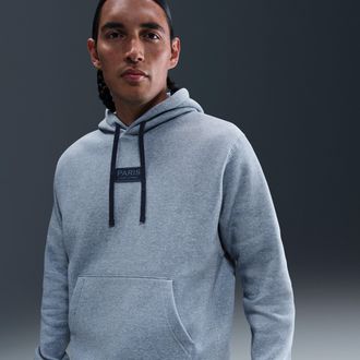 Nike Paris Saint-Germain Club Nike Mens Soccer Pullover Hoodie in Blue | HM2884-493