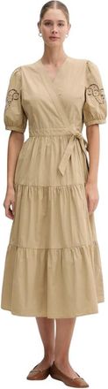 DKNY Midi jurk met wikkeldetail - Dames - Casual kleedjes - Groen - XS - Katoen - Kleedjes
