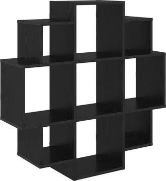 vidaXL Estante De Pared Roble Negro 90 X 25 X 90 Cm Vidaxl
