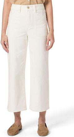 Paige Anessa High Waist Ankle Wide Leg Jeans in Tonal Ecru at Nordstrom, Size 24