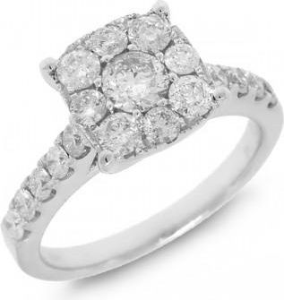 Allurez 1.26ct 14k White Gold Diamond Cluster Ring
