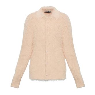 Dolce & Gabbana Furry Shirt - Heren - Truien - Beige - Maat: L Polyamide