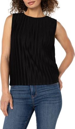 Liverpool L.A. Plissé Boat Neck Tank in Black at Nordstrom, Size X-Large