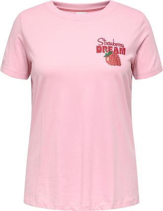 Only Carmakoma T-Shirt ONLY CARMAKOMA CARADDISON LIFE S/S O-NECK REG TEE JRS, Damen, Gr. XL, romance rose print:strawberry dream, Jersey, Obermaterial: 100% Baumwoll