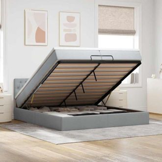vidaXL Estructura De Cama Otomana Colchones Tela Gris Claro 200x200cm Vidaxl