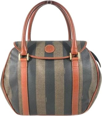 Fendi Pre-owned Handbags, female, Brown, Size: ONE SIZE Pre-owned Pequin Tote Bag