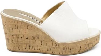 Walter Steiger Platform Muiltjes - Dames - Sleehakken - Wit - 38 EU - Leer - Schoenen