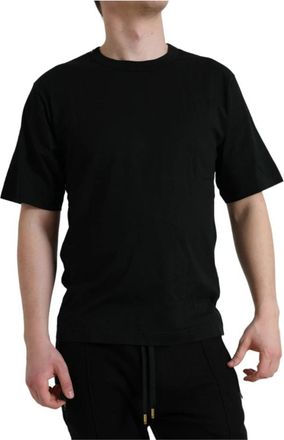 Dolce & Gabbana Ge&euml;mbosseerd Logo Katoenen T-shirt - Heren - T-shirts - Zwart - XS - Katoen - Tops