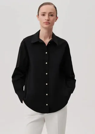 Exquise Jewel Cotton Shirt in Black at Nordstrom, Size X-Large