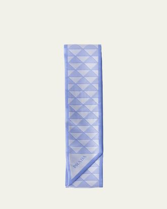 Prada Triangle-Print Silk Twill Skinny Scarf
