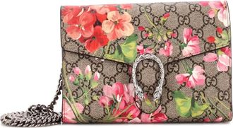 Gucci Dionysus Chain Wallet Blooms Print GG Coated Canvas Small crossbody bag - Bruin