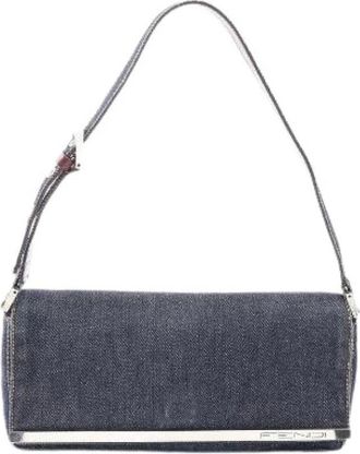 Fendi Pre-owned Denim Leather Shoulder Bag - Dames - Vintage Schoudertas - Blauw - ONE Size - Denim - Vintage