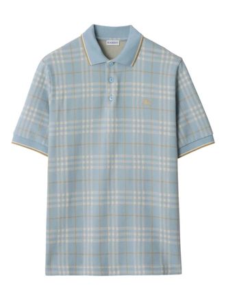 Burberry checked cotton polo shirt - men - Cotton - S - Blue