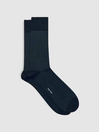 Reiss Black & dark Green Mario Cotton-blendd Socks, M & L