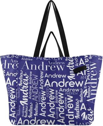 Generic Custom Midnightblue print Reusable Canvas Tote Bag, Heavy Duty Grocery Shopping Bag with Large Capacity Double Handles Hard Bottom Work Groceries Trav