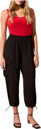 Tribal Flowy Pull-On Cargo Pant In Black