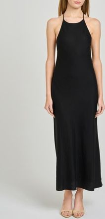 Wayf Lucienne Strappy Back Linen Blend Maxi Dress in Black at Nordstrom, Size X-Small