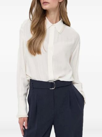 BOSS pleated-frill shirt - women - Acetate/Viscose - 36 - White