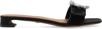Dolce & Gabbana Fluwelen hakken muiltjes - Dames - Sandalen - Zwart - 36 EU - Schoenen