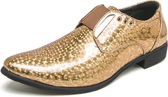 Generic Mens Tuxedo Dress Shoes Comfortable Classic Lace-Up Low-Top Formal Business Wedding Oxfords,Yellow,6.5 UK