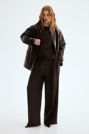 H&M Tailored Trousers in Dark Brown at Nordstrom, Size 12