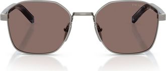 Prada 53mm Polarized Square Sunglasses in Gunmetal /Light Brown Polar at Nordstrom