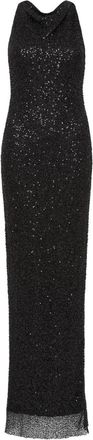 Rebecca Vallance Nixie sequin-embellished halterneck gown - women - Nylon/Polyester - 6 - Black