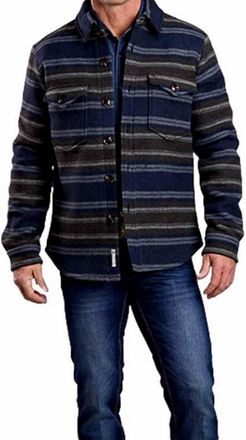 Stetson Mens Wool Shirt Western Jacket In Blue Aztec