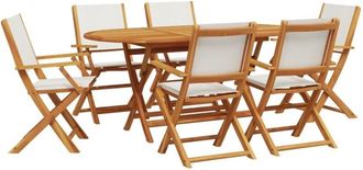 vidaXL Vidaxl - 7 Piece Garden Dining Set Cream White Fabric and Solid Wood