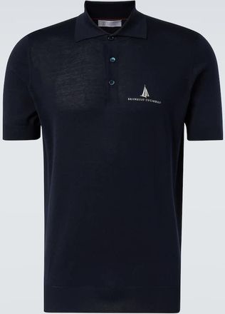 Brunello Cucinelli Polo in seta e cotone con logo