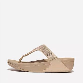 FitFlop Womens Lulu Crystal Toe-Post Sandals In Latte Beige